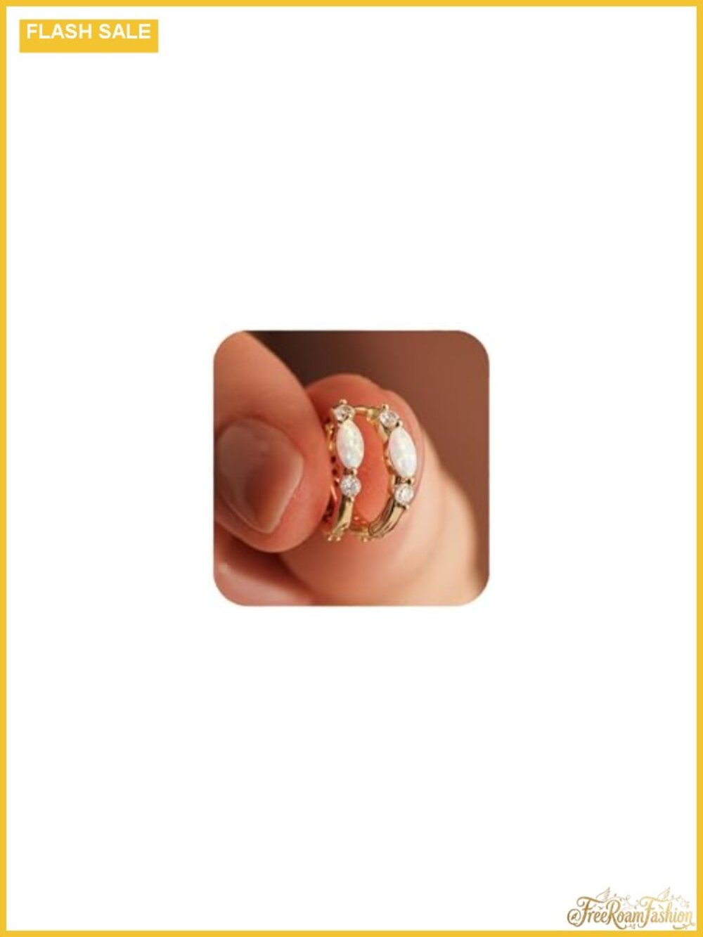 Gold Opal Huggie Earrings Small Hoop Earrings with Zircons 10mm